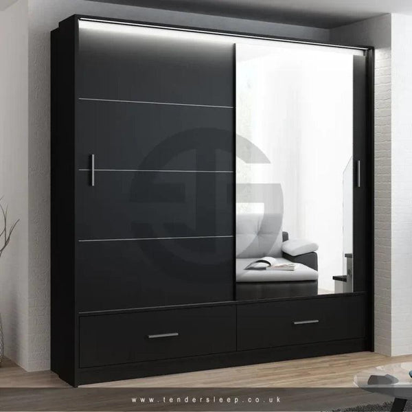 Marsylia Sliding Mirror Wardrobe 208m-255Cm Wide