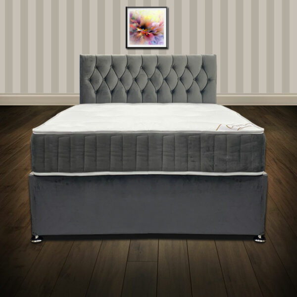Grey Plush Velvet Divan Bed