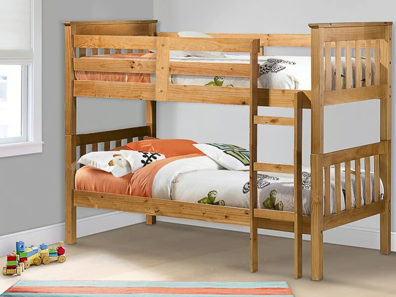 Single Wooden Bunk Beds with Mattresses